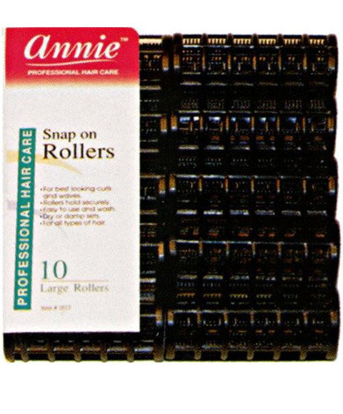 ANNIE SNAP ON ROLLERS 1013 10 Large Rollers Color Black Kids Hair Accessories Asetena Pa