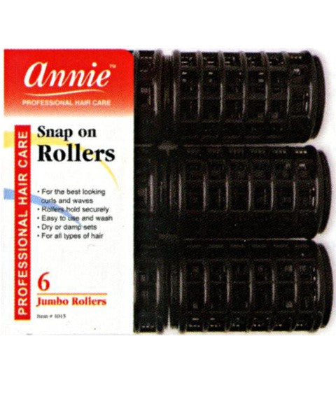 ANNIE SNAP ON ROLLERS 1015 6 Jumbo Rollers Color Black Kids Hair Accessories Asetena Pa
