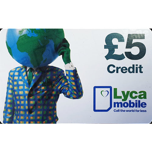 Lyca Top Up Voucher £5 Sgl × 10