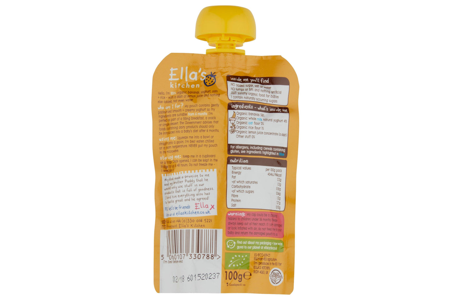 Ella's Kitchen Rice Pudding Mango Apple 6 x 80g Ready Meals Asetena Pa