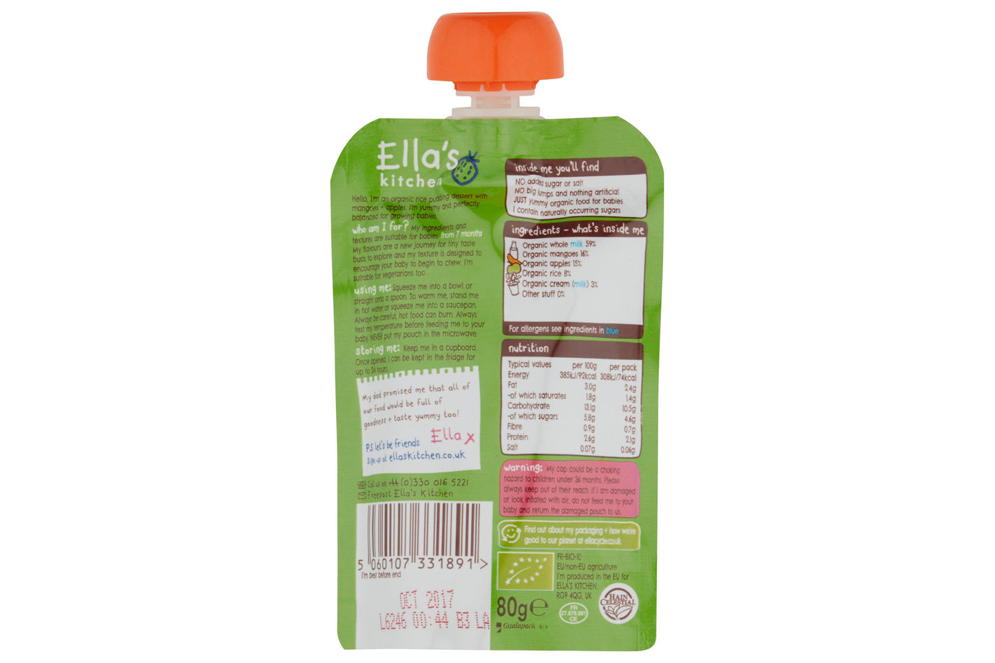 Ella's Kitchen Strawberry Greek Yoghurt 6 x 90g Ready Meals Asetena Pa