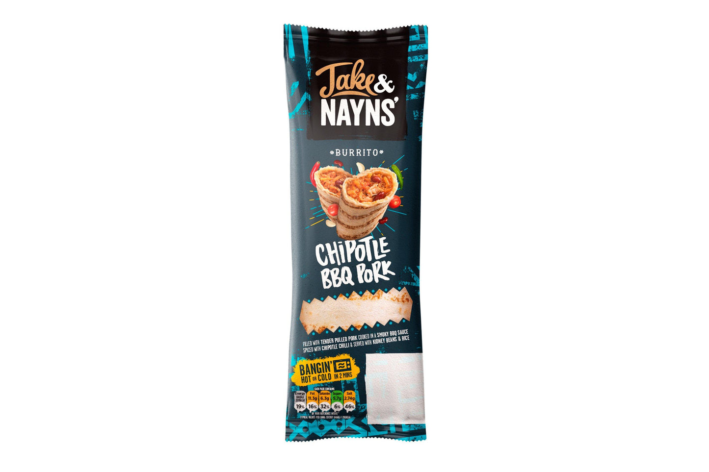 Jake & Nayns' Chipotle BBQ Pork Burrito 15 x 185g Ready Meals Asetena Pa