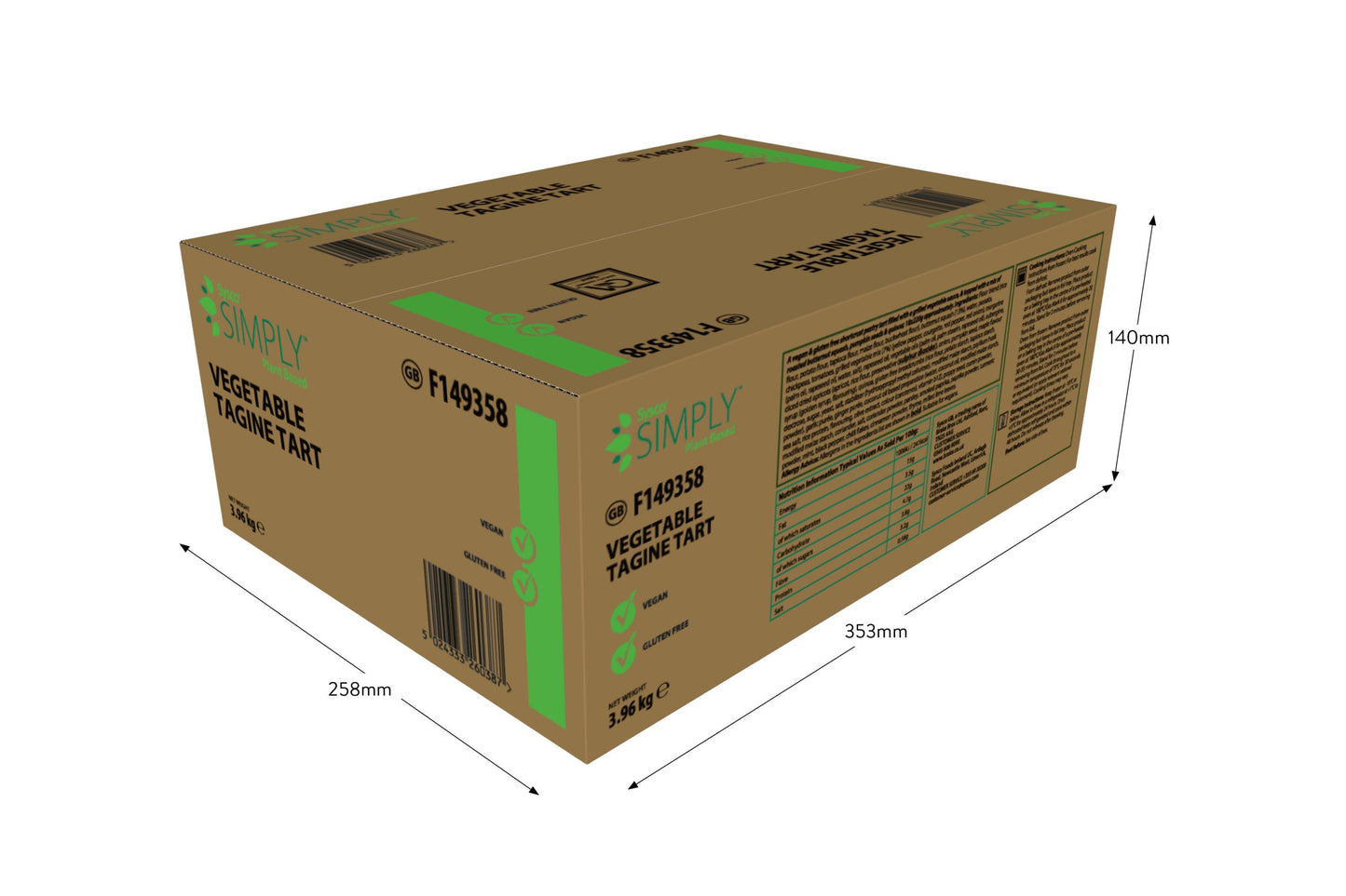 Sysco Simply Plant Based Vegetable Tagine Tart 18 x 220g Ready Meals Asetena Pa