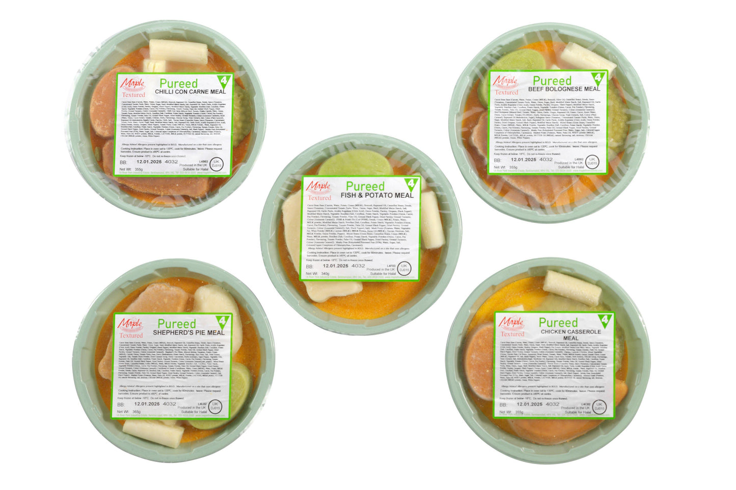 Maple Foods Meat Puree L4 Selection Pack 10 x 355g Ready Meals Asetena Pa