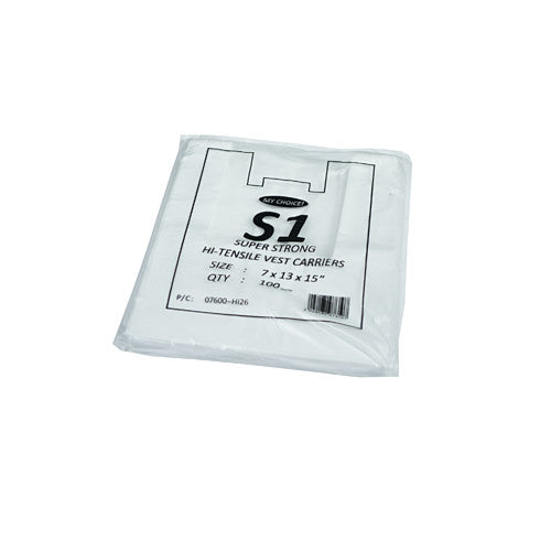 S1 White Hi Tensile Vest 100s × 1