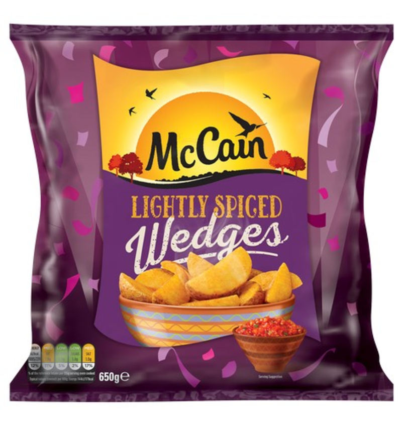 McCain Spicy Wedge UNIT 8x650g . Packed 2 units to a case.
Unit Weight: 5.20 Kilos.