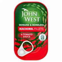 John West Mackerel Fillets In Tomato Sauce 10x125g