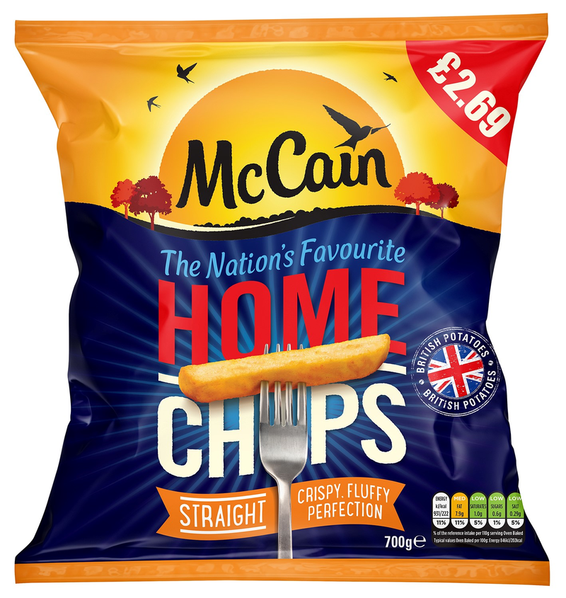 PM 2.69 McCains Home Chip UNIT 5x700g . Packed 3 units to a case.
Unit Weight: 3.63 Kilos.
