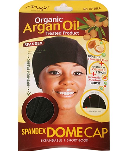 MAGIC COLLECTION ORGANIC ARGAN OIL SPANDEX DOME CAP Color 3016BLA Durags and Caps Asetena Pa