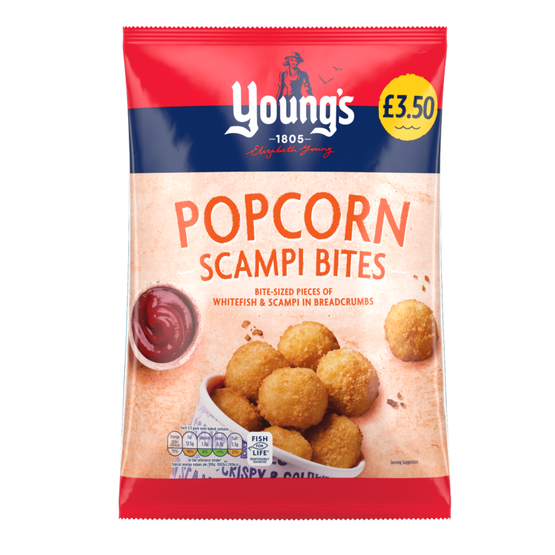 PM£3.50 Youngs Popcorn Scampi Bites 12x300g