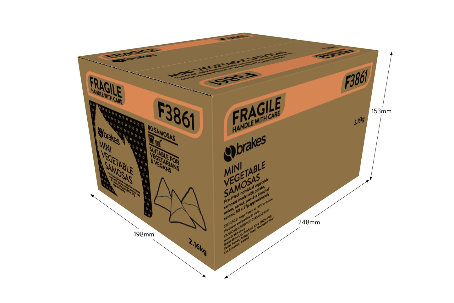 Brakes Vegetable Samosas 80 x 27g Ready Meals Asetena Pa