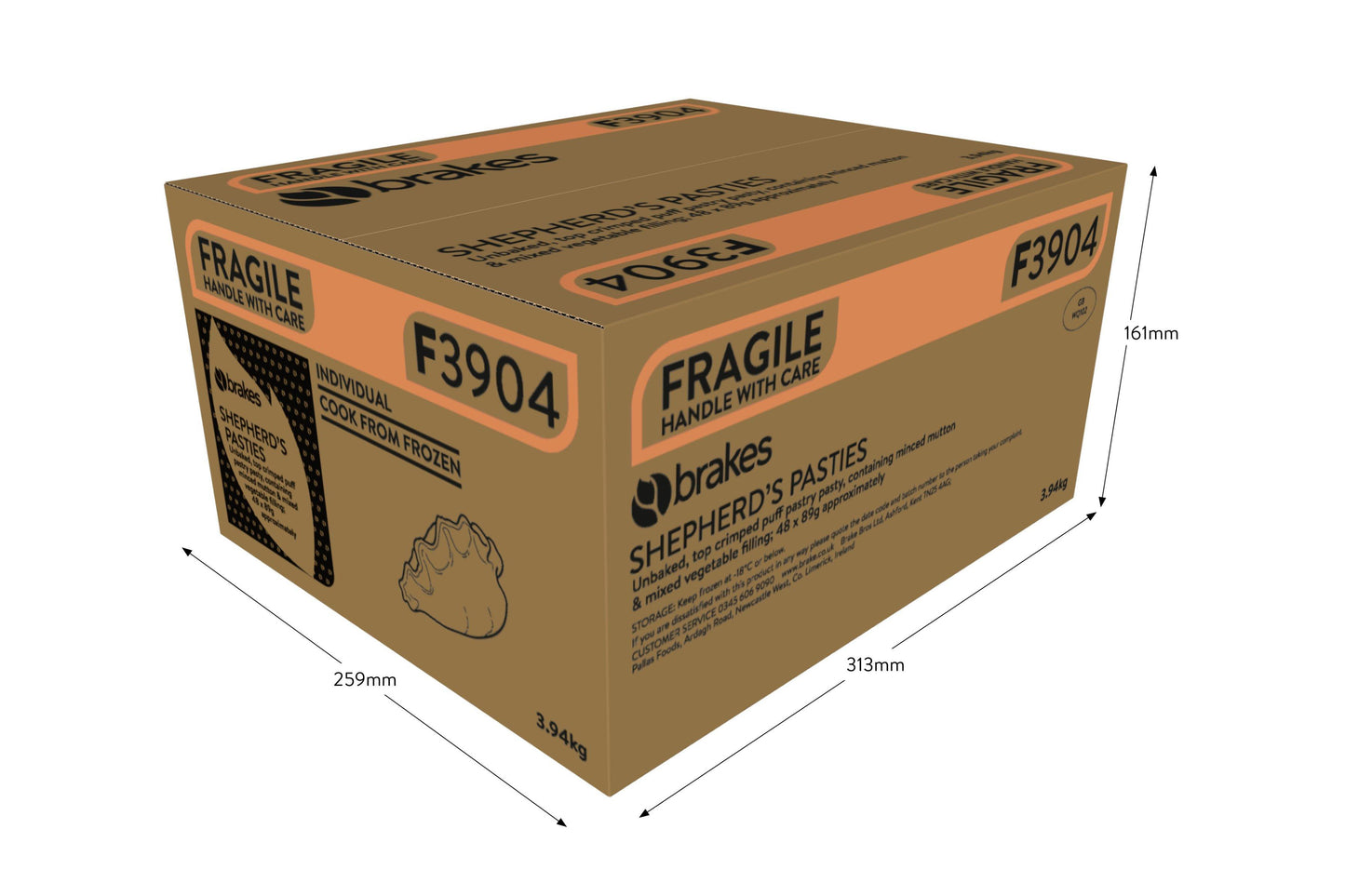 Brakes Shepherd's Pasties 48 x 85g Ready Meals Asetena Pa