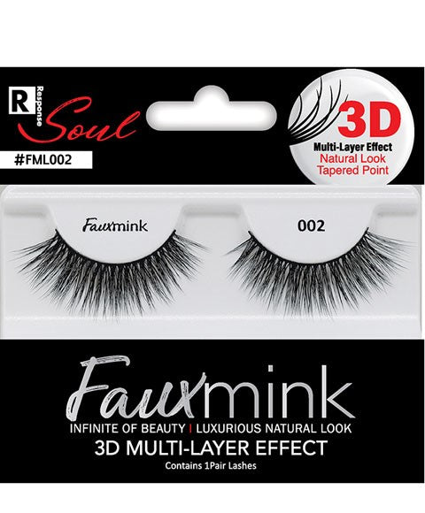 RESPONSE SOUL FAUX MINK 3D EFFECT EYELASH 002 Color Black Eye Makeup Asetena Pa