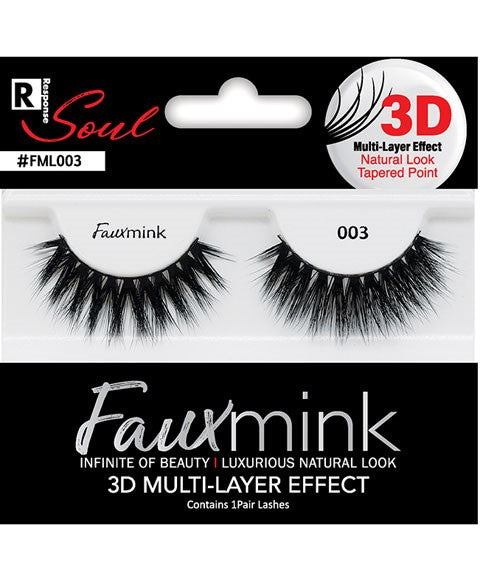 RESPONSE SOUL FAUX MINK 3D EFFECT EYELASH 003 Color Black Eye Makeup Asetena Pa