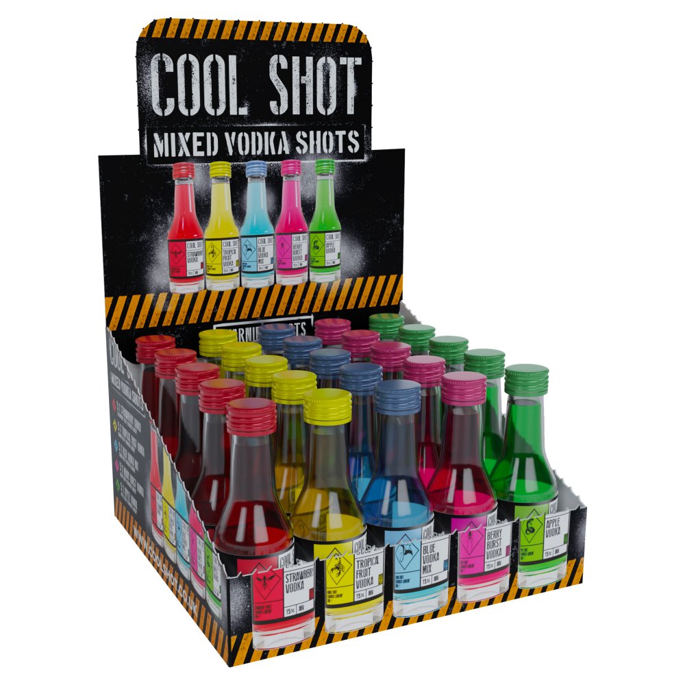 Cool Shot Mixed Vodka Shots 25 x 20ml (500ml) 20ml × 25 × 1