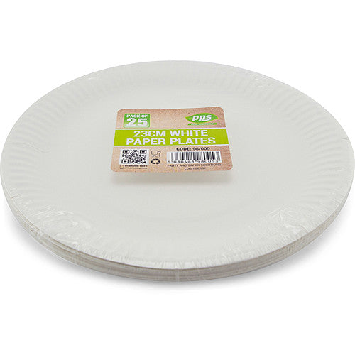 Pps Paper Plates White 23cm 25s × 1