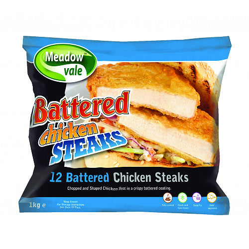 Meadow Vale 12 Battered Chicken Steaks 1.02kg 1Kg × 6