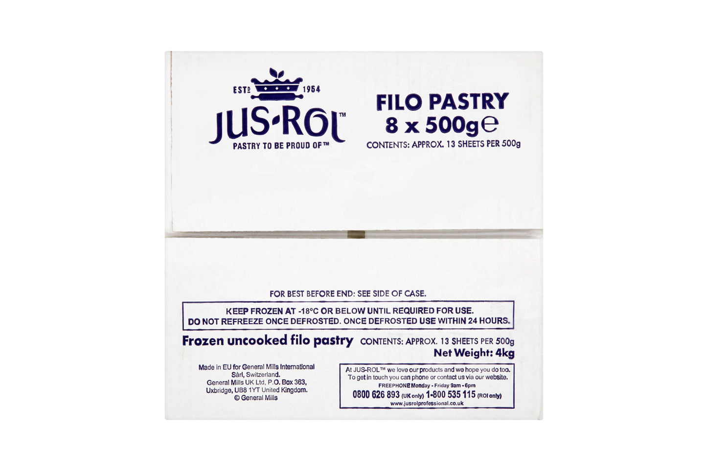 Jus-Rol Filo Pastry Sheets 500g 8 x 500g Ready Meals Asetena Pa