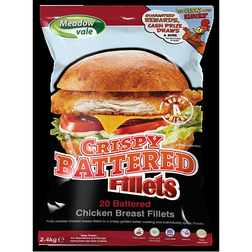 Meadow Vale 20 Crispy Battered Chicken Breast Fillets 2.4kg 2.5Kg × 1