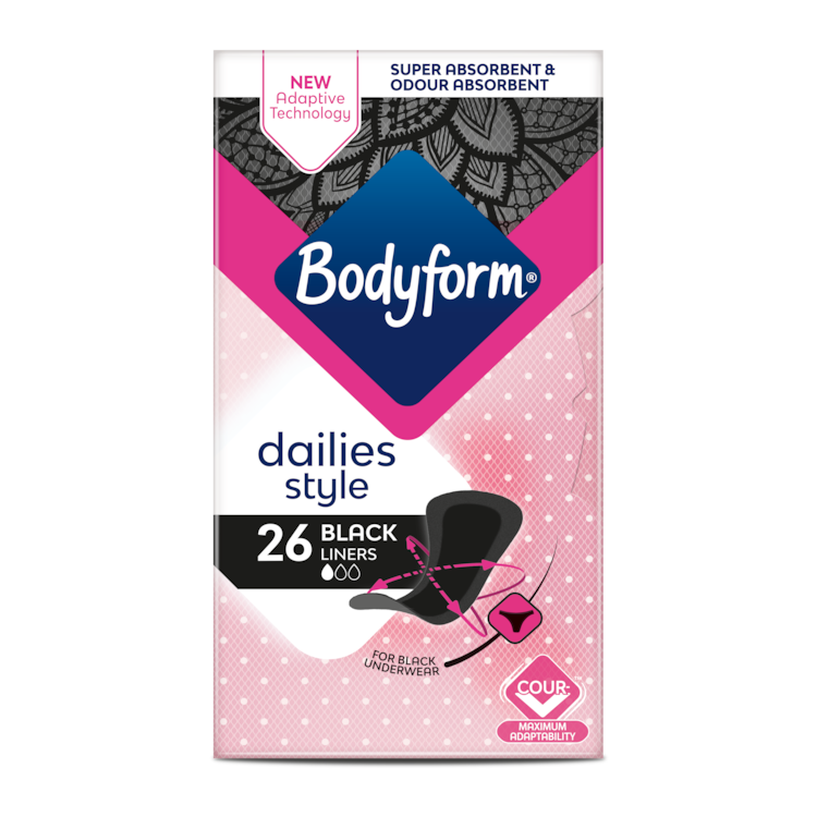 Bodyform Black Dailies Liners 10x21's