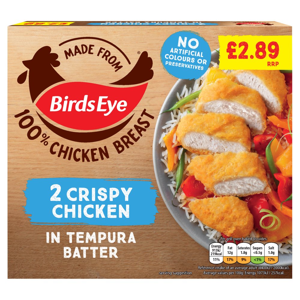 Birds Eye 2 Crispy Chicken in Tempura Batter 170g 170g × 1