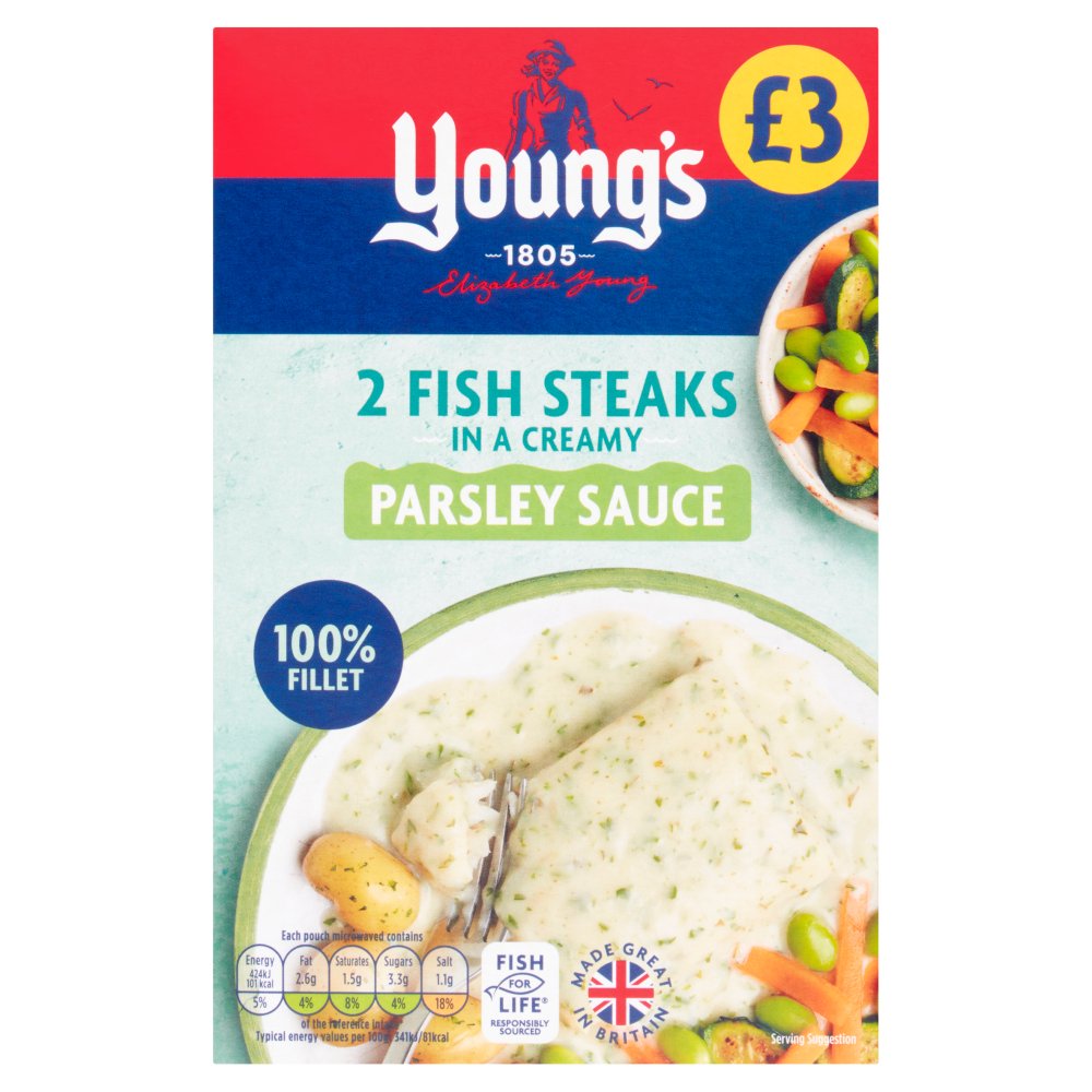 Young's 2 Fish Steaks in a Creamy Parsley Sauce 280g 2s × 1