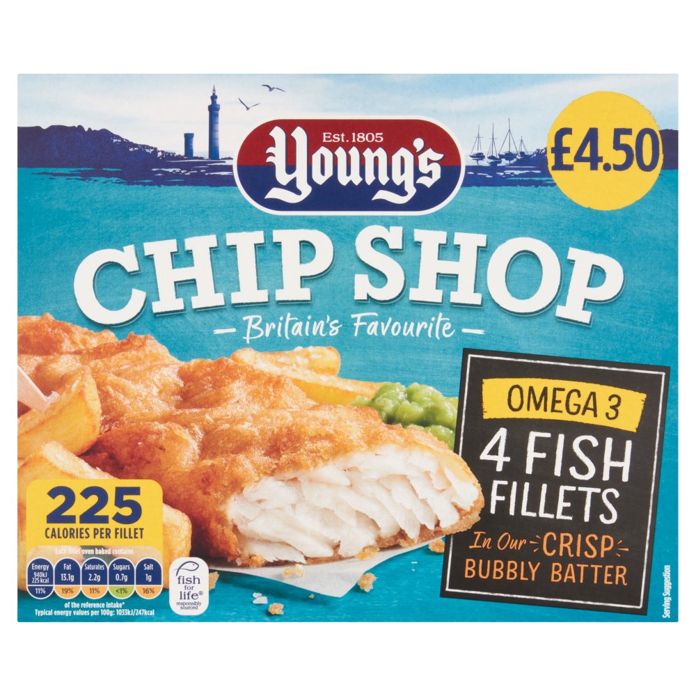 Young's Chip Shop 4 Fish Fillets 400g 400g × 1
