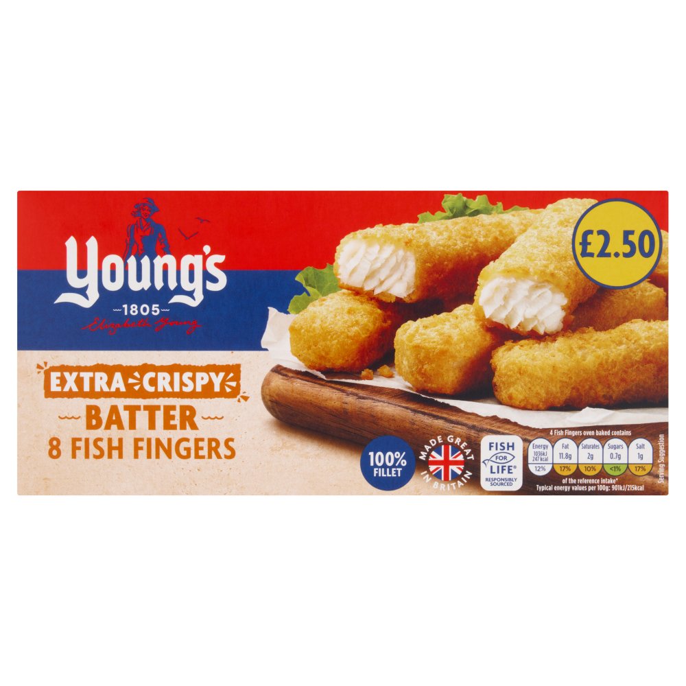 Young's Extra Crispy Batter 8 Fish Fingers 240g 240g × 1