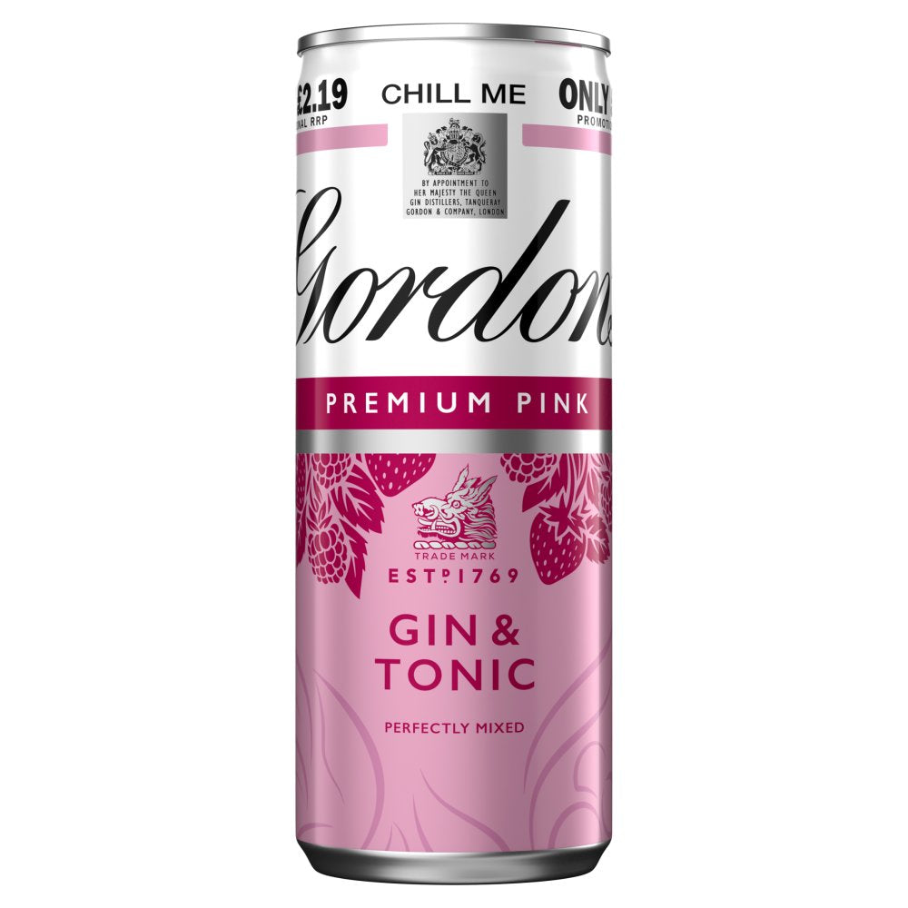 Gordon's Premium Pink Gin & Tonic 250ml 5% vol £2.19 PMP 250ml × 12 × 1