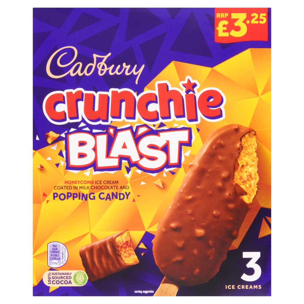 Cadbury Crunchie Blast Ice Creams 3 x 100ml (300ml) 3pk × 1