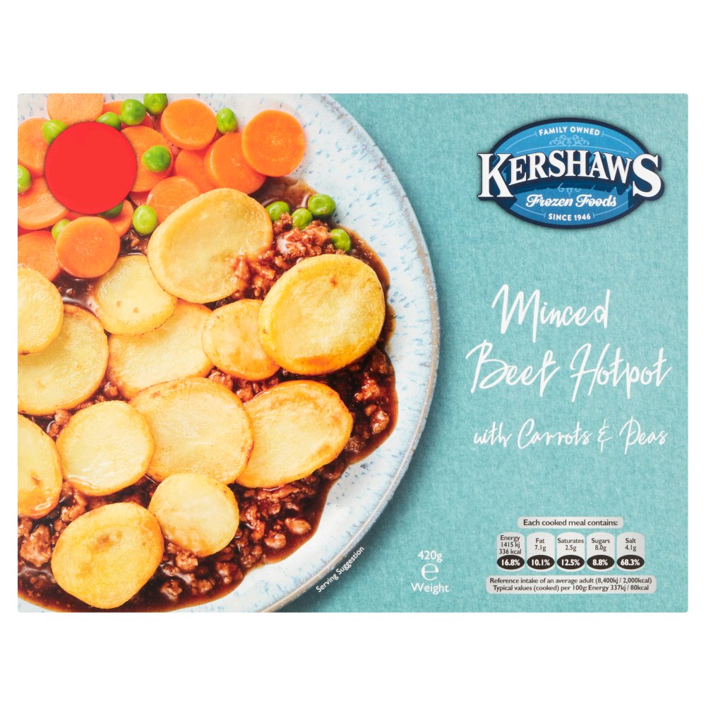 Kershaws Minced Beef Hotpot with Carrots & Peas 420g 420g × 12