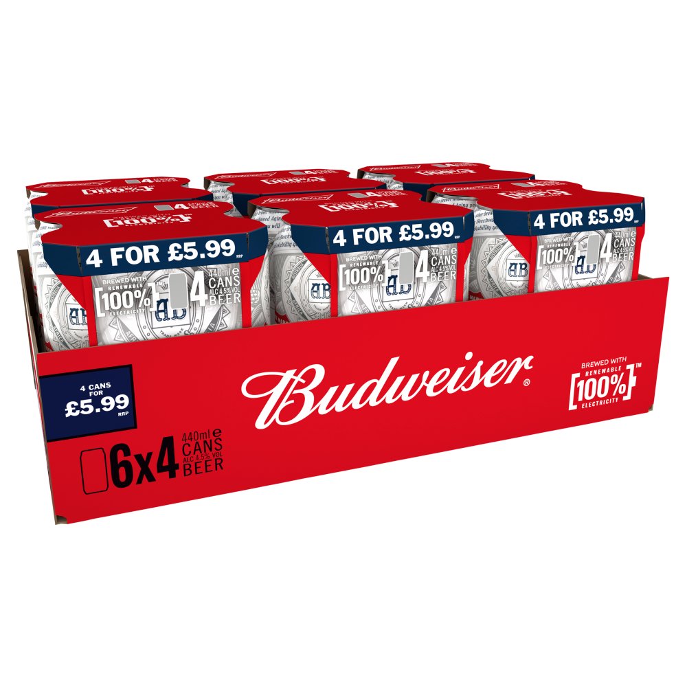 Budweiser Beer 24 x 440ml 440ml × 6 × 1
