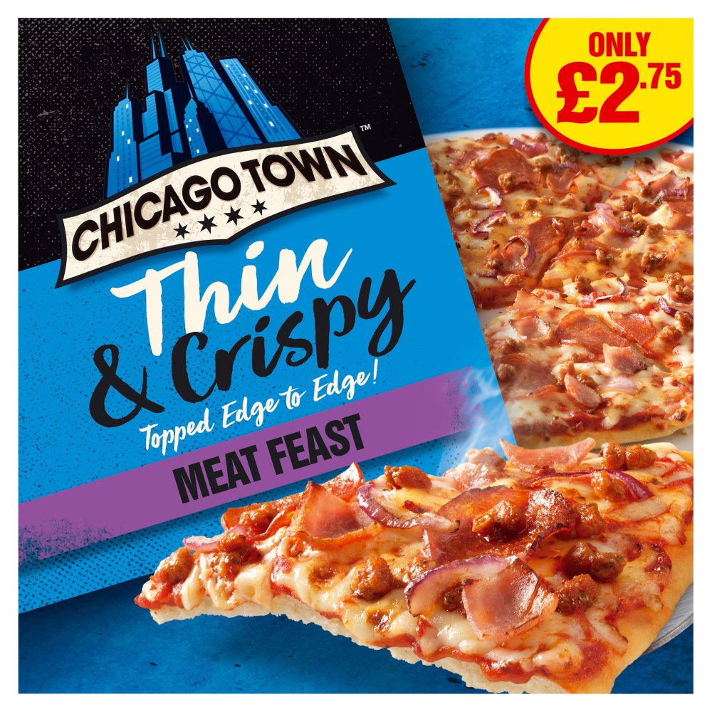 Chicago Town Thin & Crispy Meat Feast Pizza 325g (PMP) 325g × 6