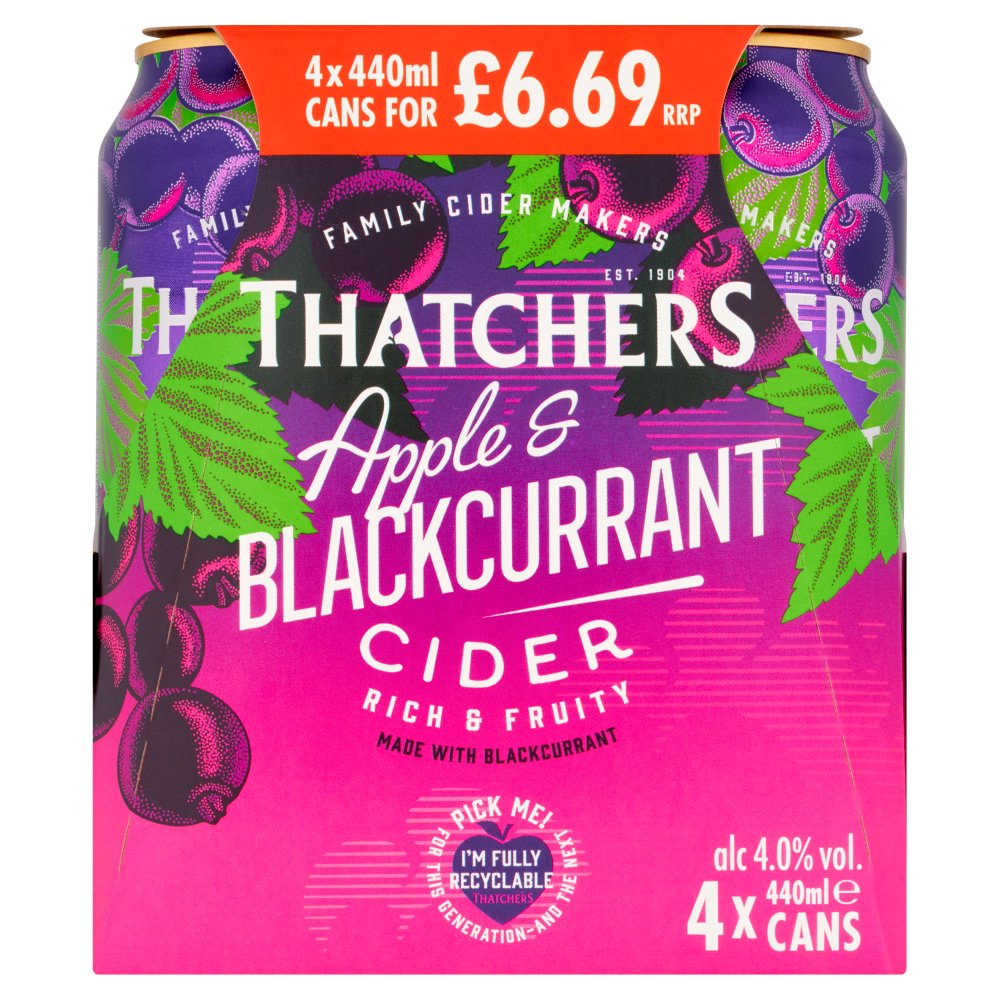 Thatchers Apple and Blackcurrant Cider 4 x 440ml 440ml × 6 × 1