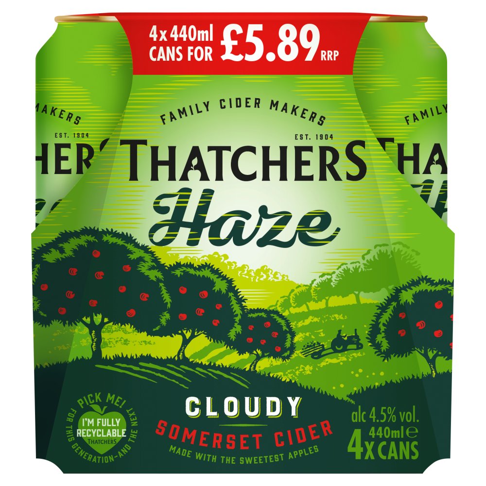Thatchers Haze Cloudy Somerset Cider 4 x 440ml 440ml × 6 × 1