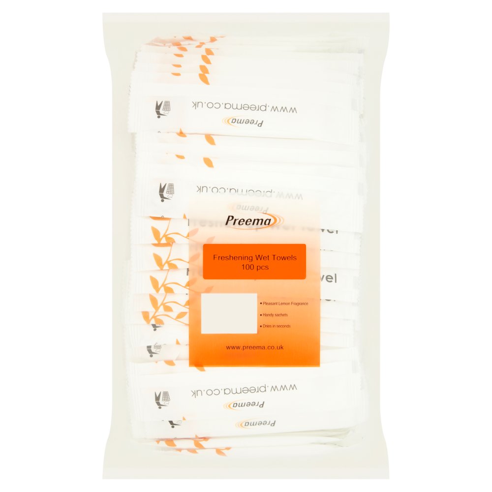 Preema Freshening Wet Towels 100 Pieces 100s × 10