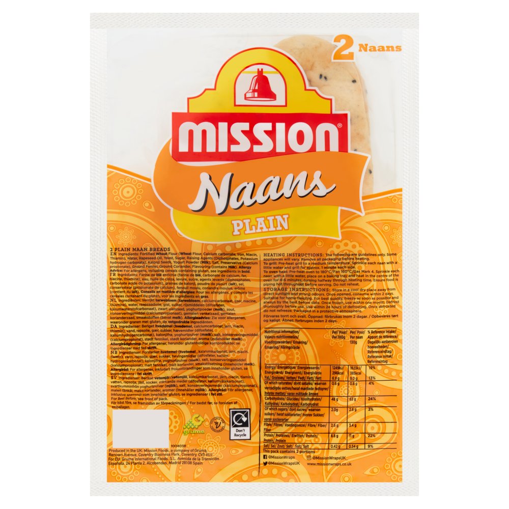Mission 2 Naans Plain 2pk × 1