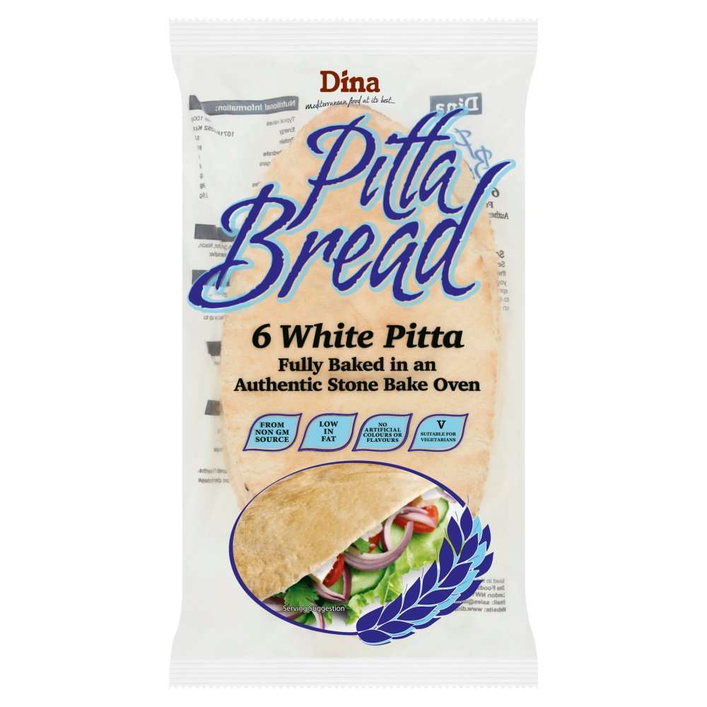 Dina Pitta Bread 6 White Pitta 480g × 12