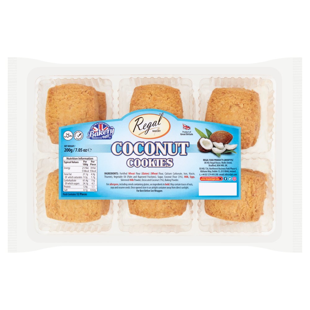 Regal BAKERY Coconut Cookies 200g 12pk × 1