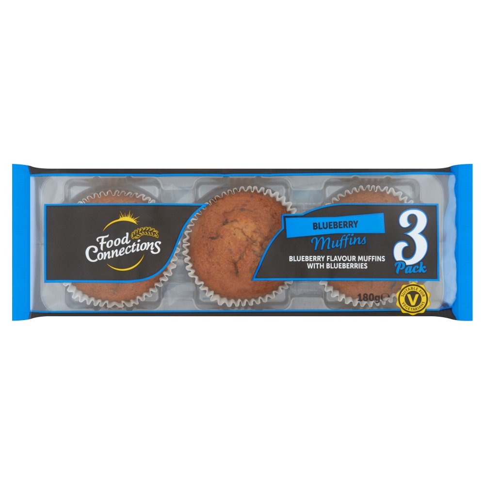 Food Connections 3 Blueberry Muffins 180g 3pk × 14