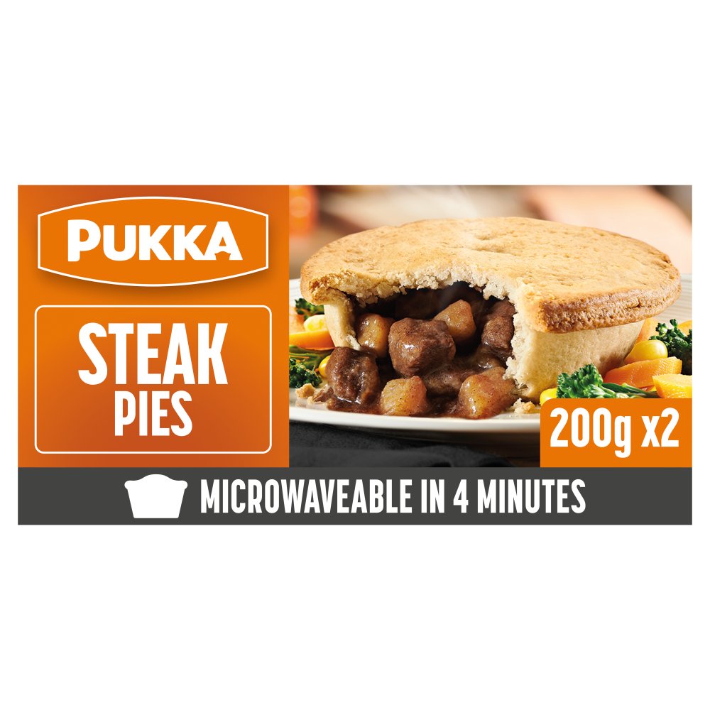 Pukka 2 Steak Microwaveable Shortcrust Pies 2pk × 1
