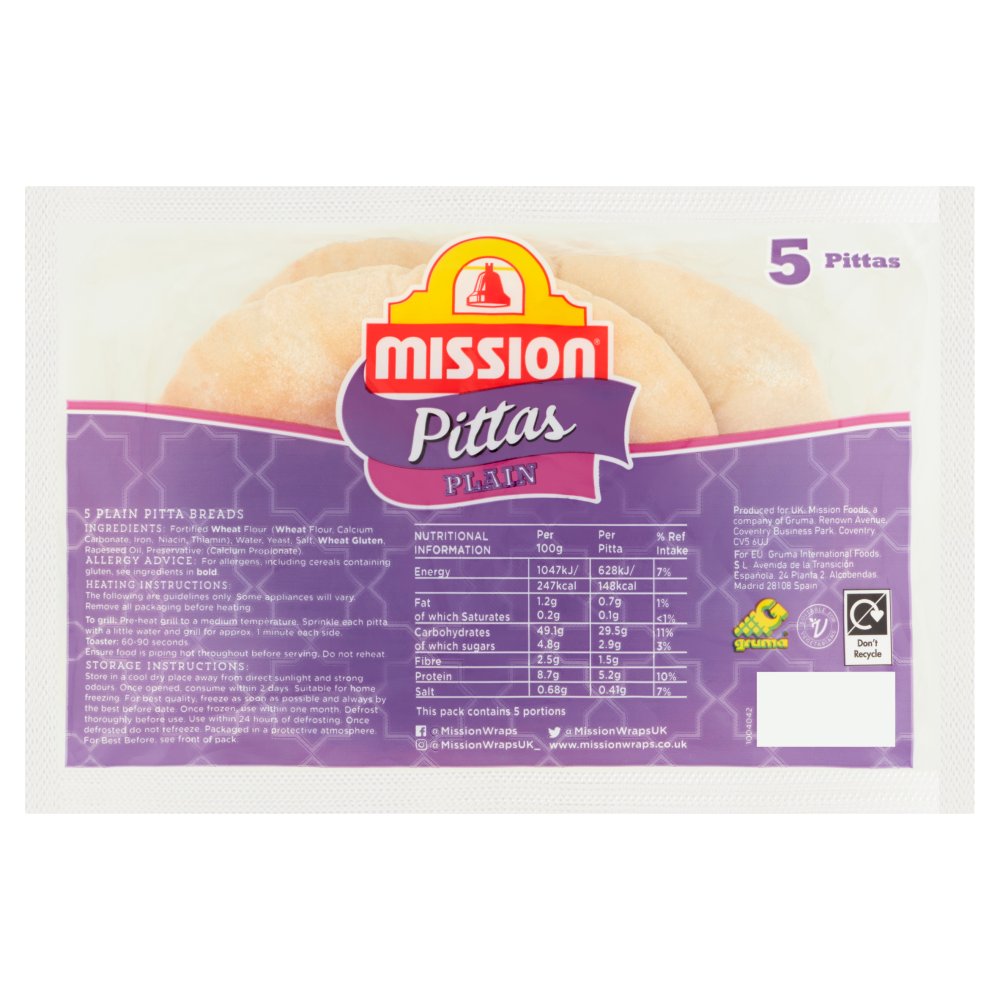 Mission 5 Pittas Plain 5pk × 12