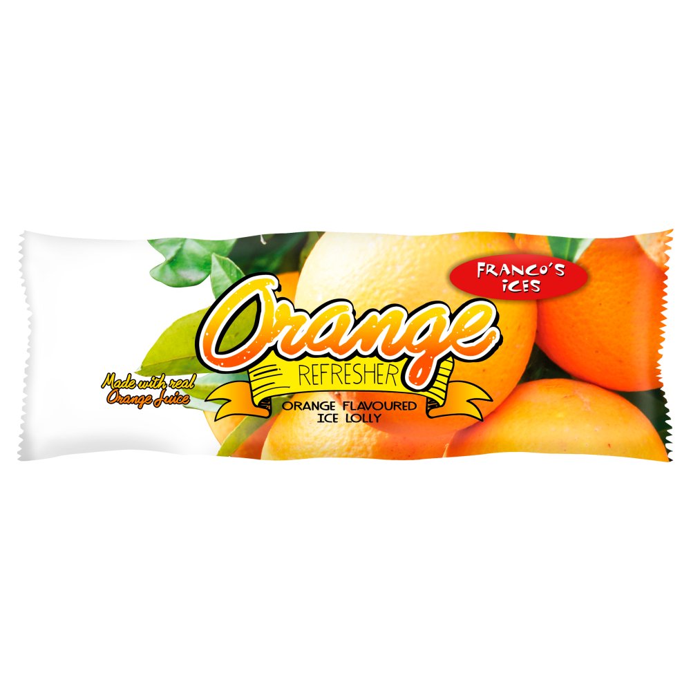 Franco's Ices Orange Refresher Orange Flavoured Ice Lolly 70ml Sgl × 30 × 1