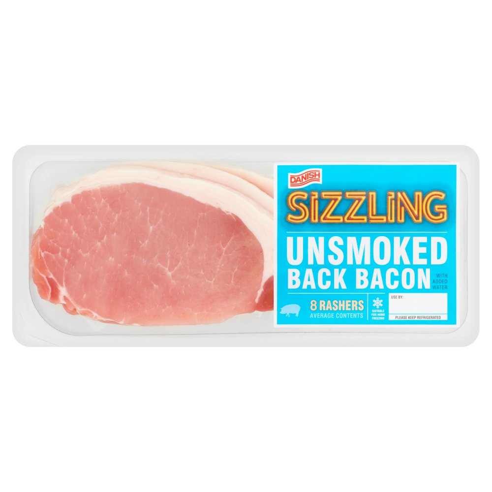 Danish Sizzling Unsmoked Back Bacon 8 Rashers 250g 250g × 1