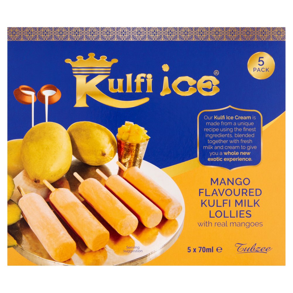 Kulfi Ice Mango Flavoured Kulfi Milk Lollies 5 x 70ml 5X70ml × 1