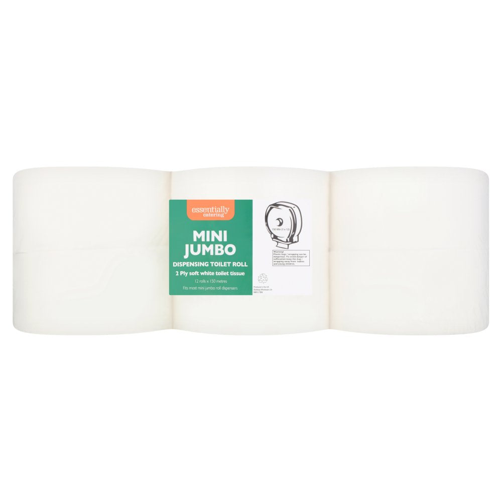 Essentially Catering Mini Jumbo Dispensing Toilet Roll 12 Rolls 12s × 1