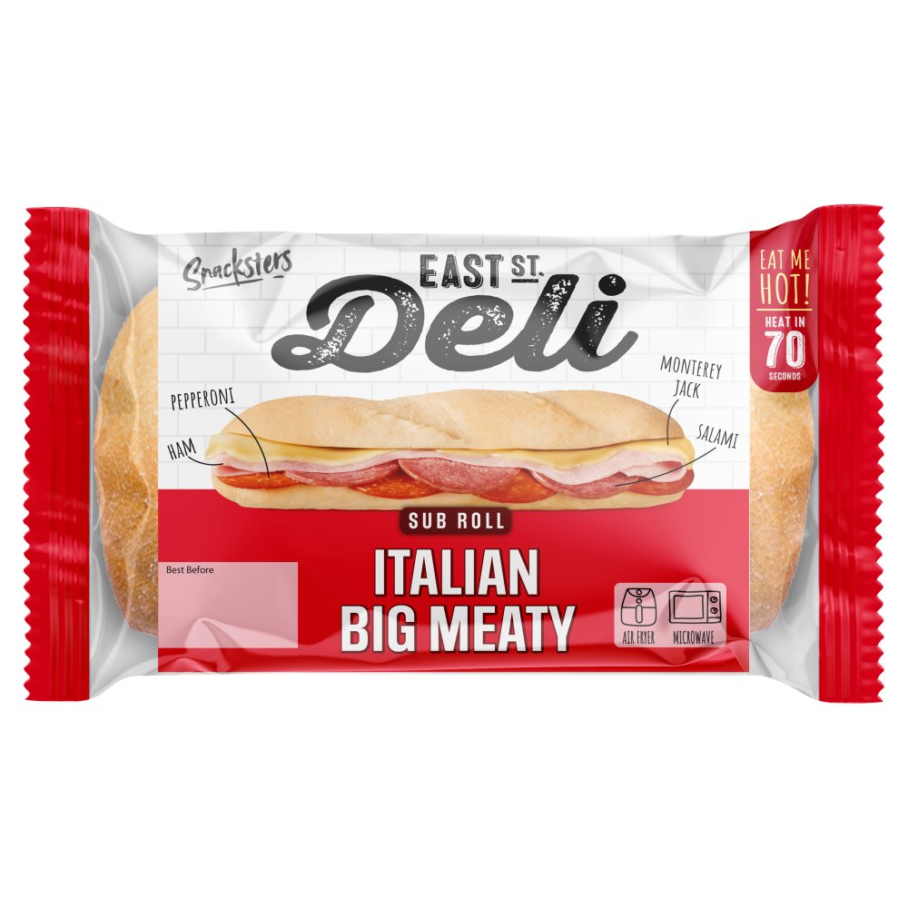 Snacksters East St. Deli Sub Roll Italian Big Meaty 168g Std × 6