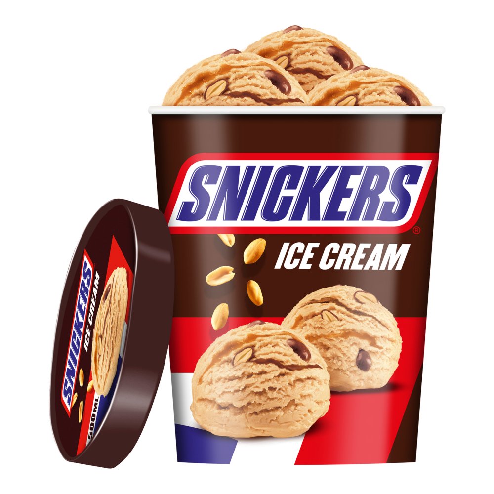 Snickers Chocolate Peanut Ice Cream Tub 500ml 500ml × 1