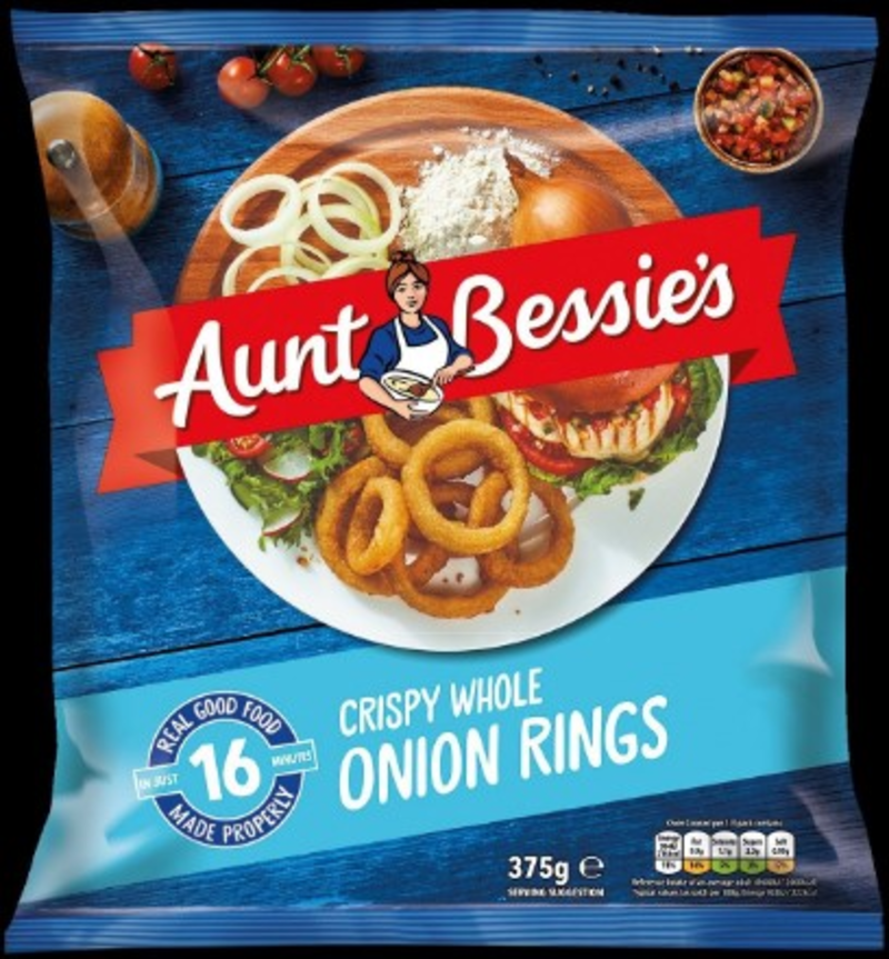 Aunt Bessie Onion Ring UNIT 6x375g . Packed 2 units to a case.
Unit Weight: 2.50 Kilos.