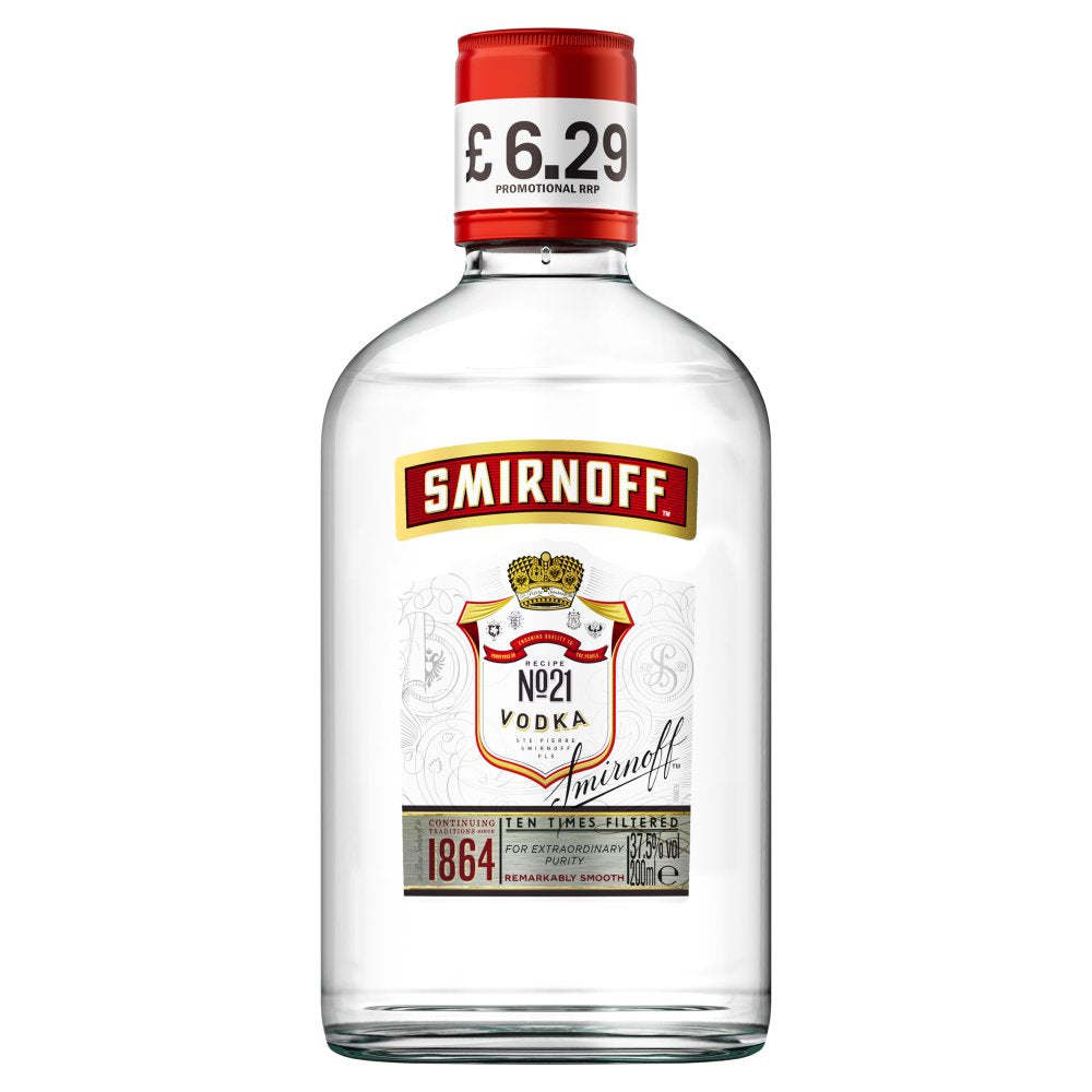 Smirnoff No. 21 Vodka 37.5% vol 20cl Bottle PMP £6.29 20Cl × 6